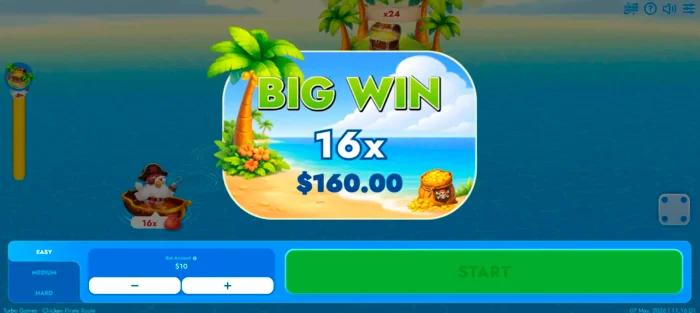 Chicken Pirate Route დიდი მოგება